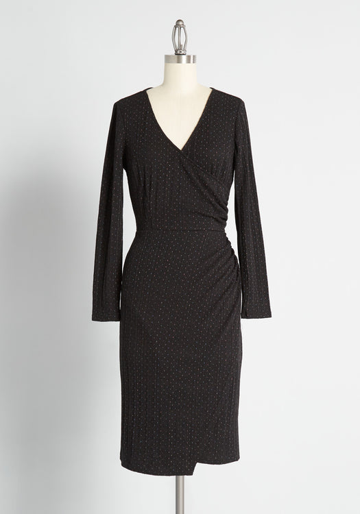 Knit on the Town Faux-Wrap Dress | ModCloth